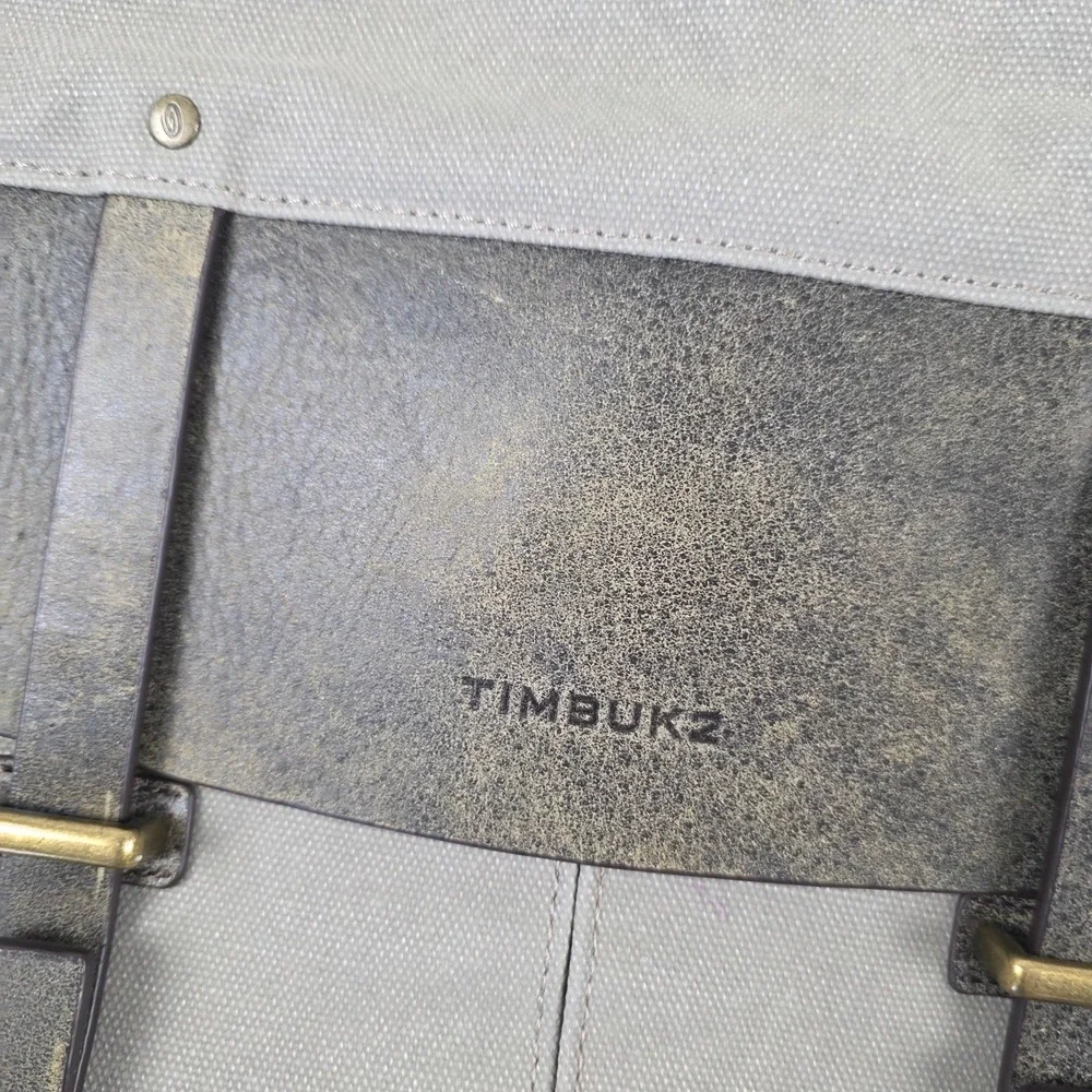 Timbuk2 Tote Bag Mens Large Gray Canvas Faux Leather Crossbody Shoulder Laptop